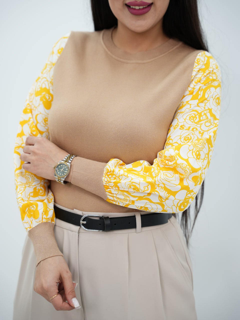 بافت آستین طرحدار مادرانه آنه کد6657