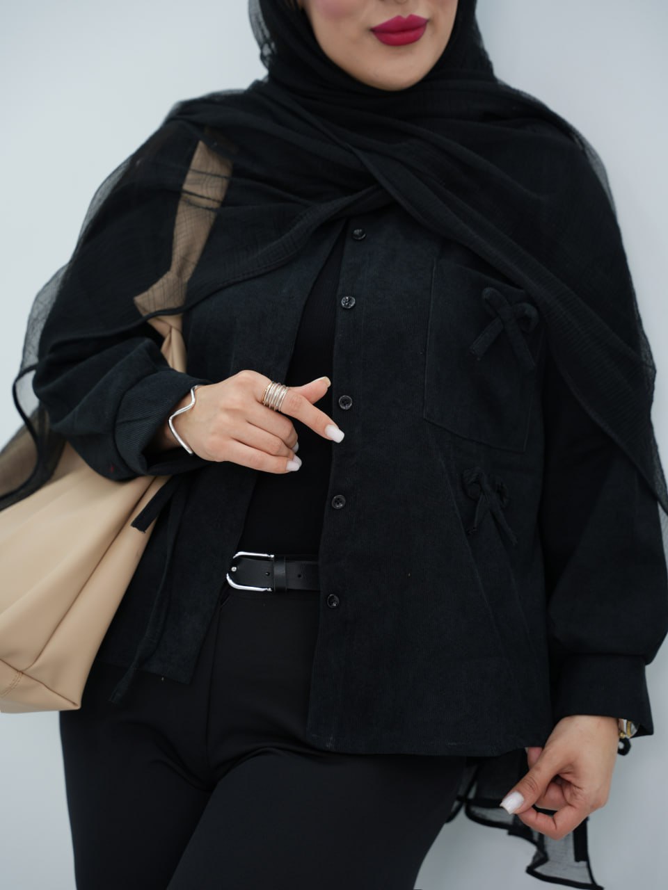 شومیز مخمل کبریتی جلو پاپیون مایسا کد6680