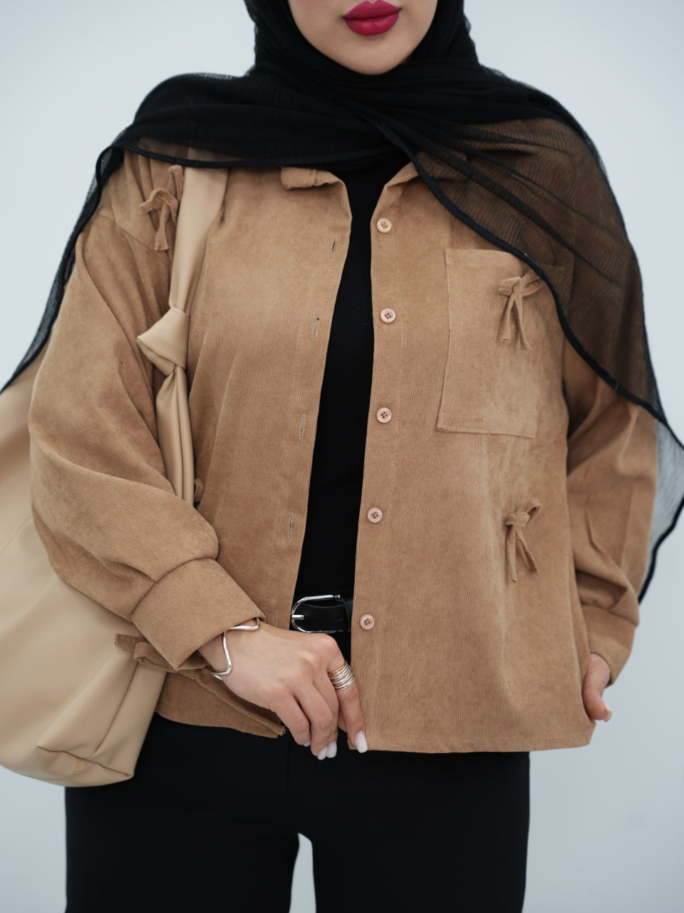 شومیز مخمل کبریتی جلو پاپیون مایسا کد6680