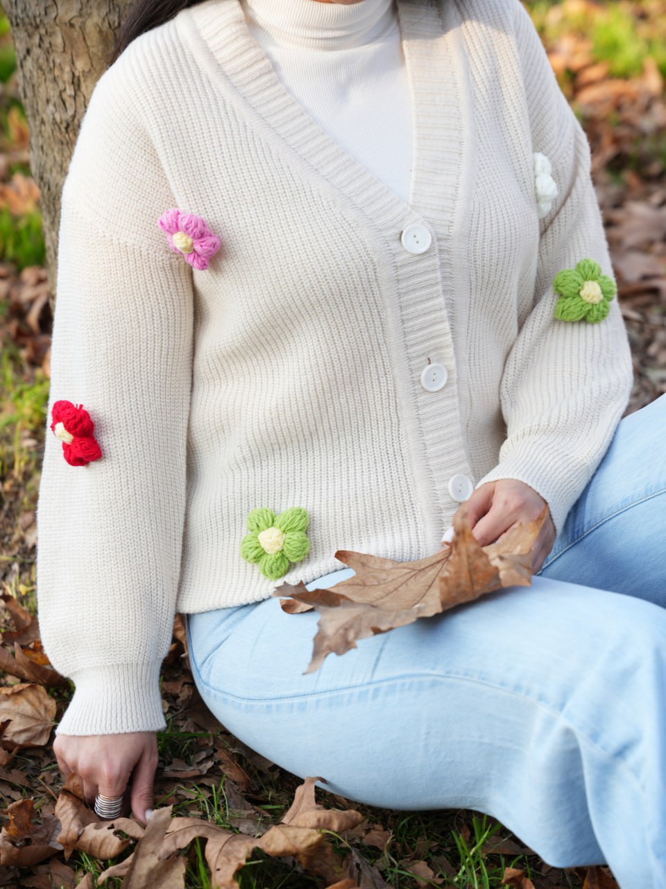 ژاکت بافت گل لیلیا کد6689