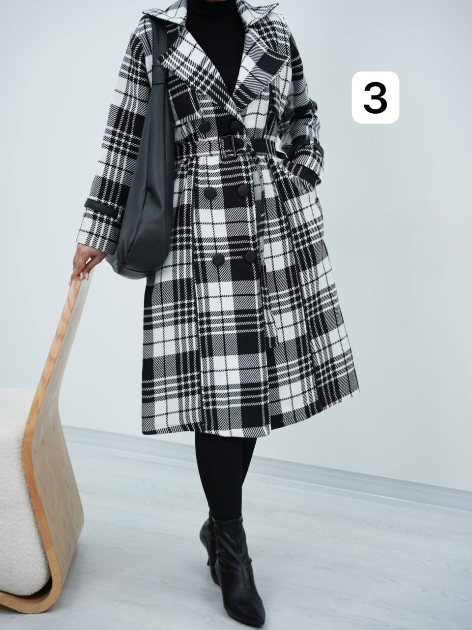 کتی چهارخونه بلند خرجکار چرم آنالی کد6698