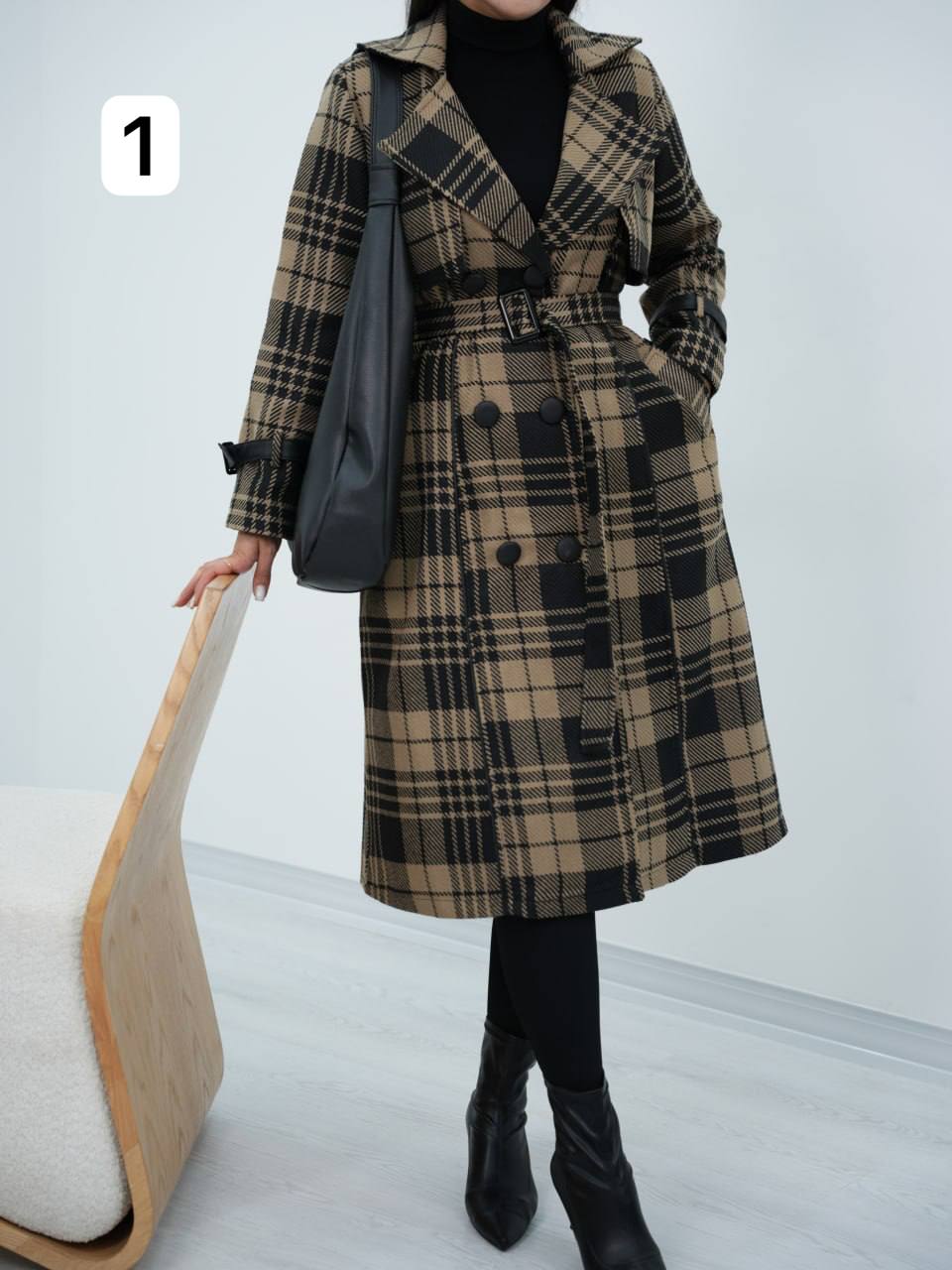 کتی چهارخونه بلند خرجکار چرم آنالی کد6698