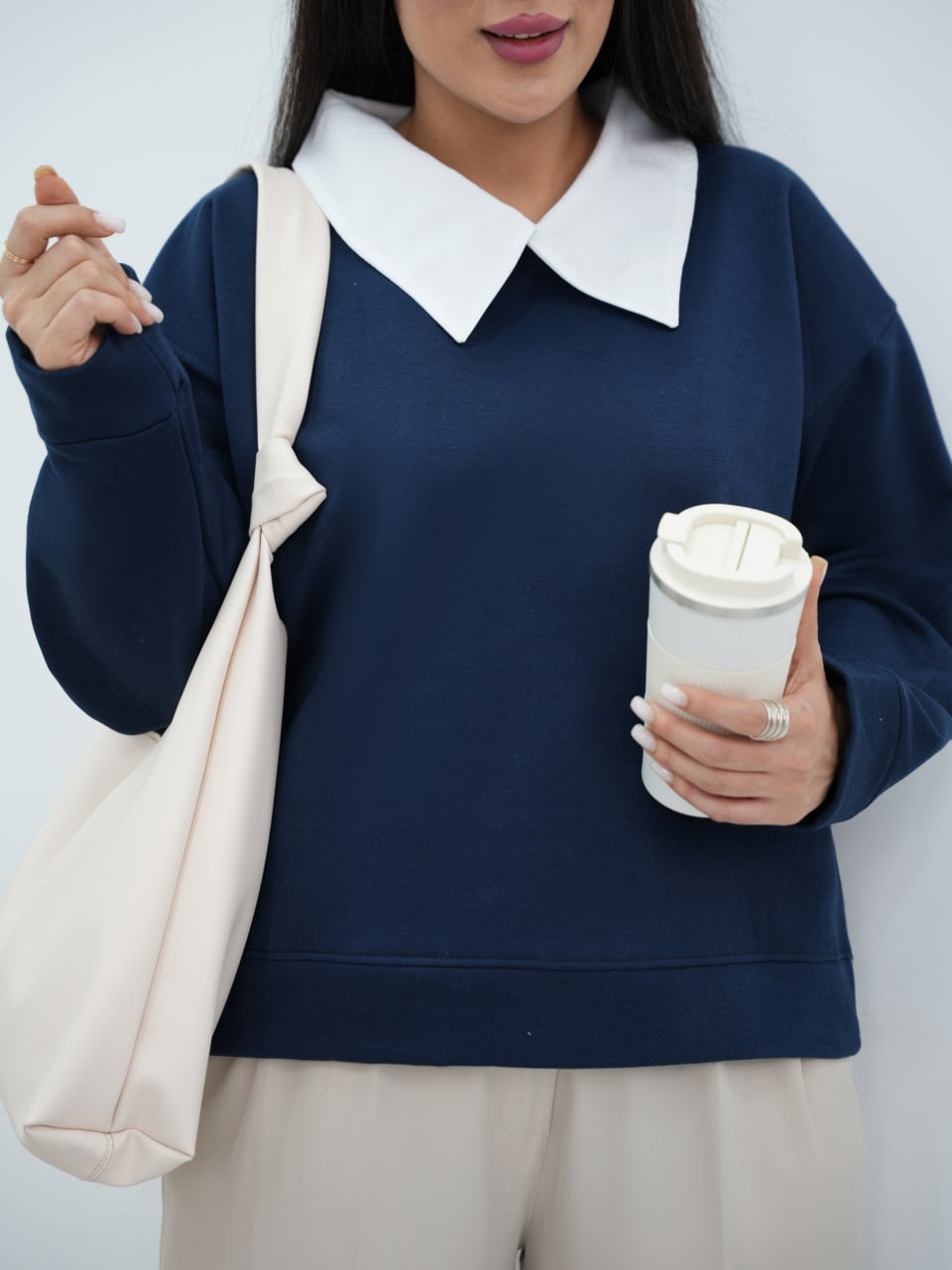 دورس یقه سفید پهن ساده هلیا کد6708