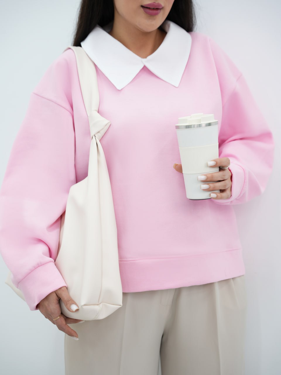 دورس یقه سفید پهن ساده هلیا کد6708