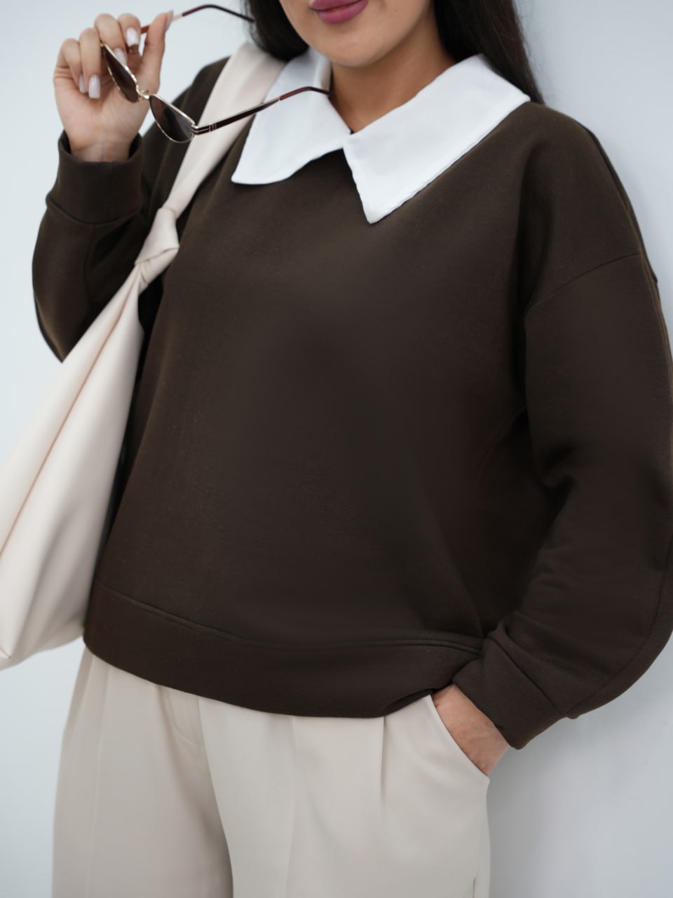 دورس یقه سفید پهن ساده هلیا کد6708