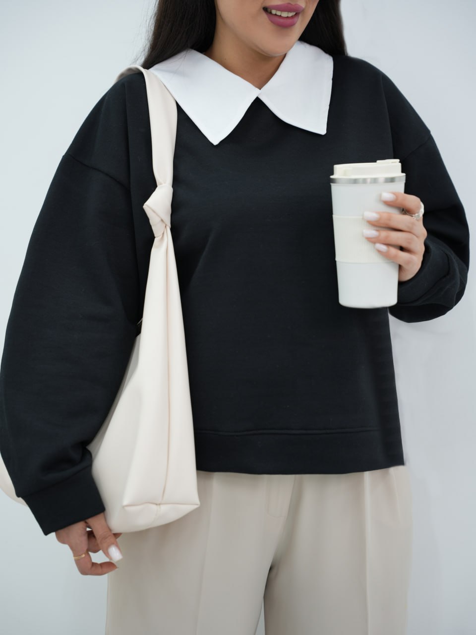 دورس یقه سفید پهن ساده هلیا کد6708