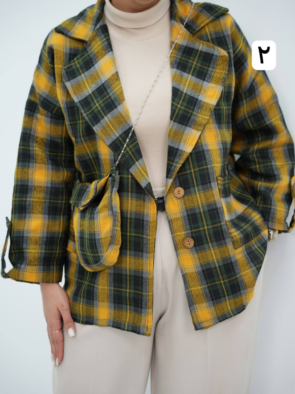 کتی چهارخونه کمردار کبف دار تلکا کد6713