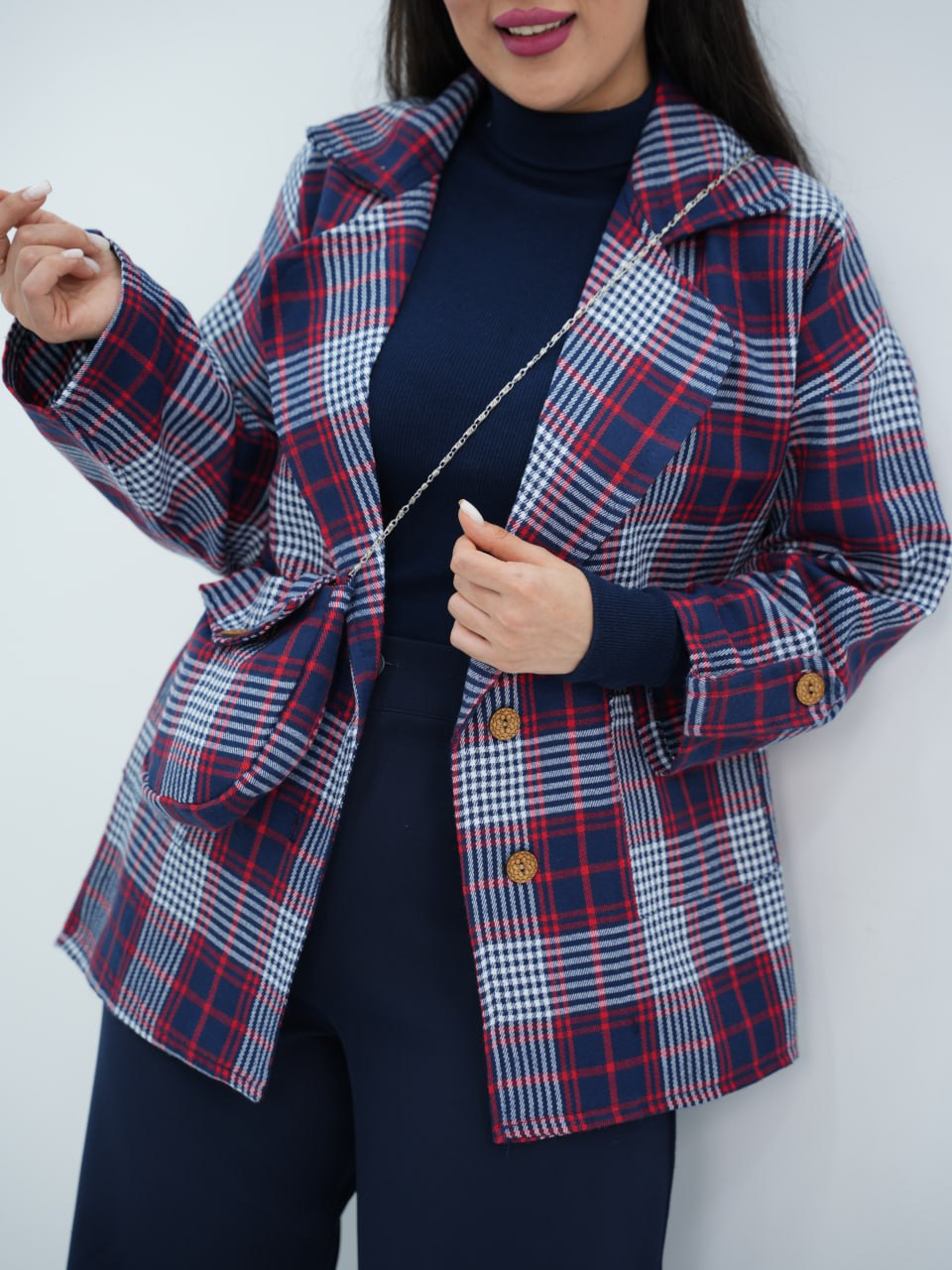 کتی چهارخونه کمردار کبف دار تلکا کد6713