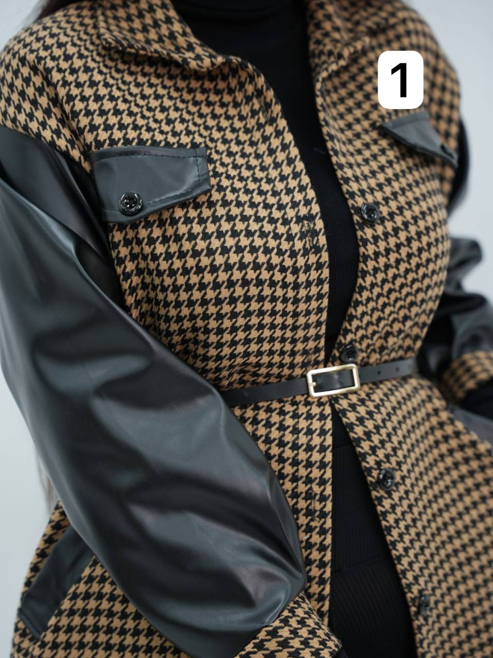 شکت آستین چرم کمردار تافته کد6719