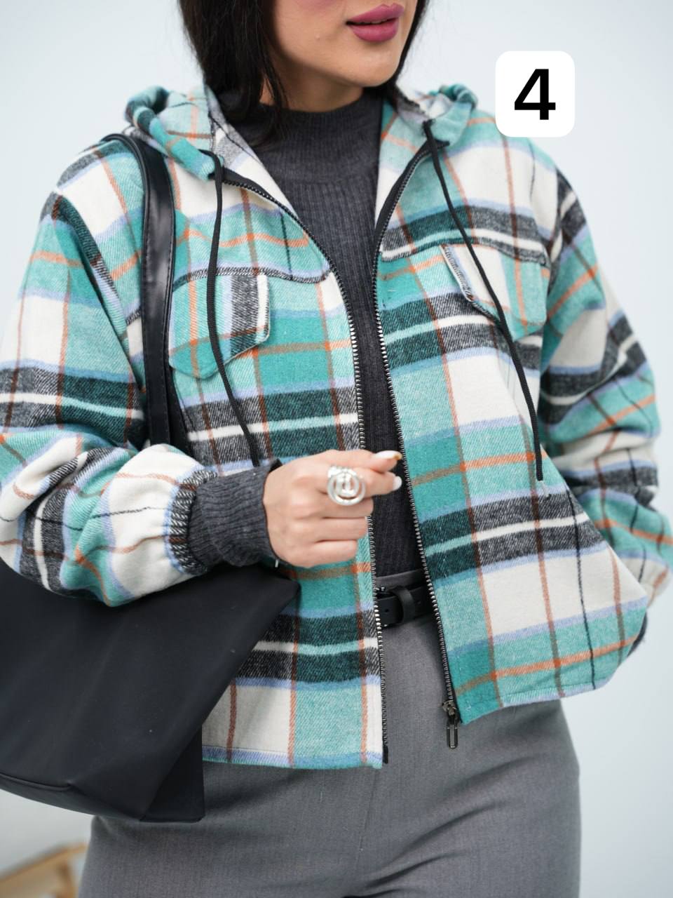 سویشرت چهارخونه کلاهدار لاچین کد6728