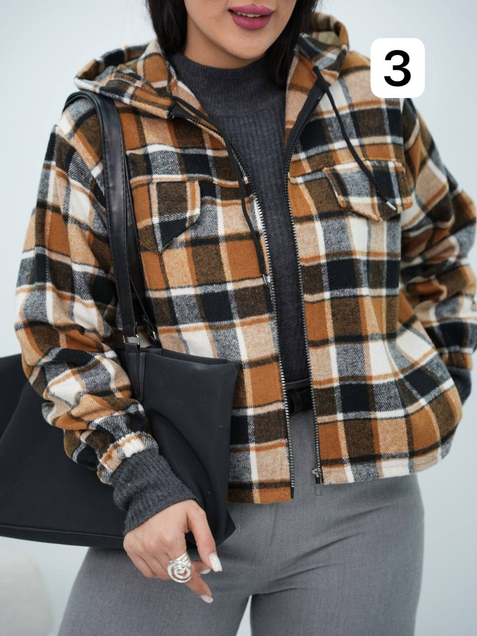 سویشرت چهارخونه کلاهدار لاچین کد6728