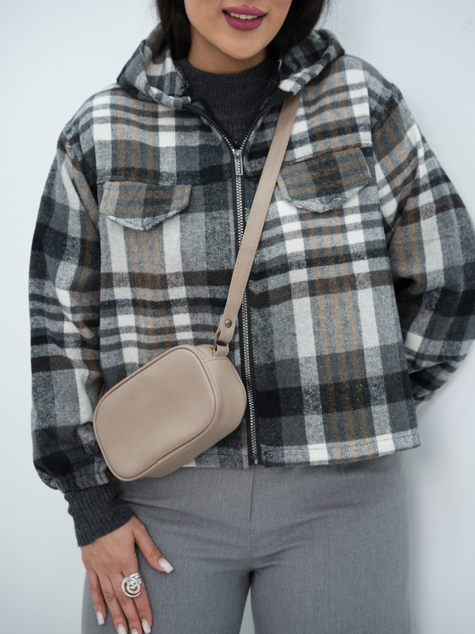 سویشرت چهارخونه کلاهدار لاچین کد6728