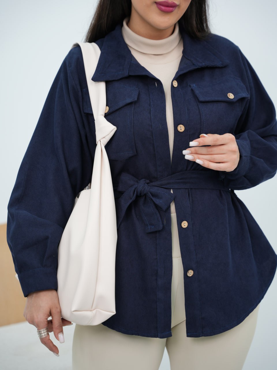 شومیز مخمل کبریتی کمردار لیلین کد6740