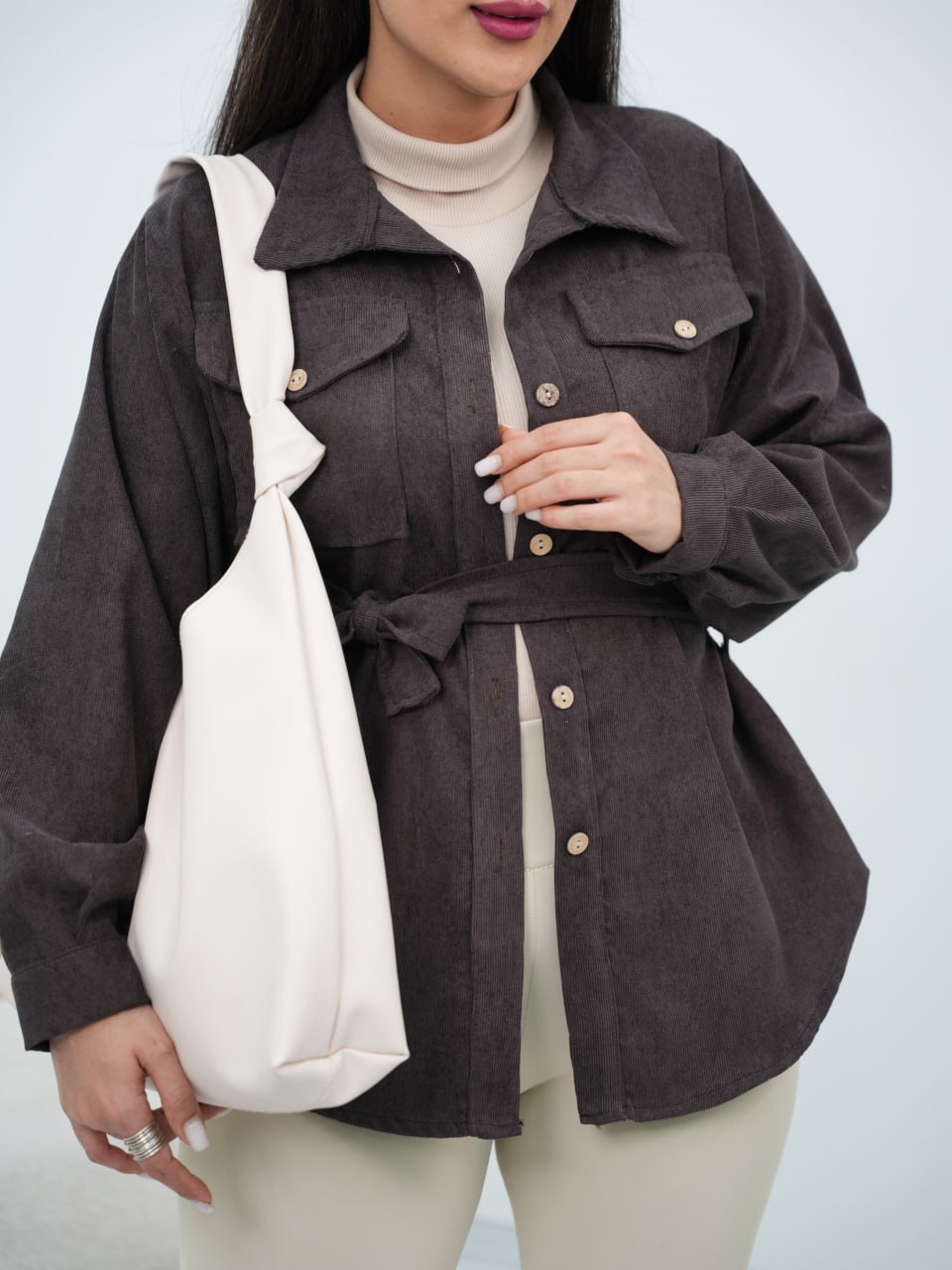 شومیز مخمل کبریتی کمردار لیلین کد6740