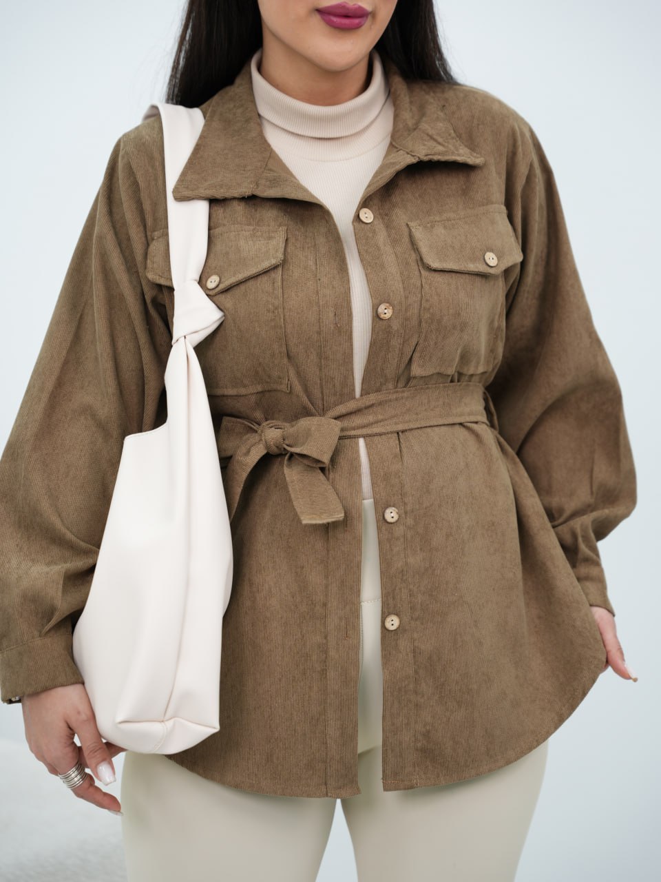 شومیز مخمل کبریتی کمردار لیلین کد6740