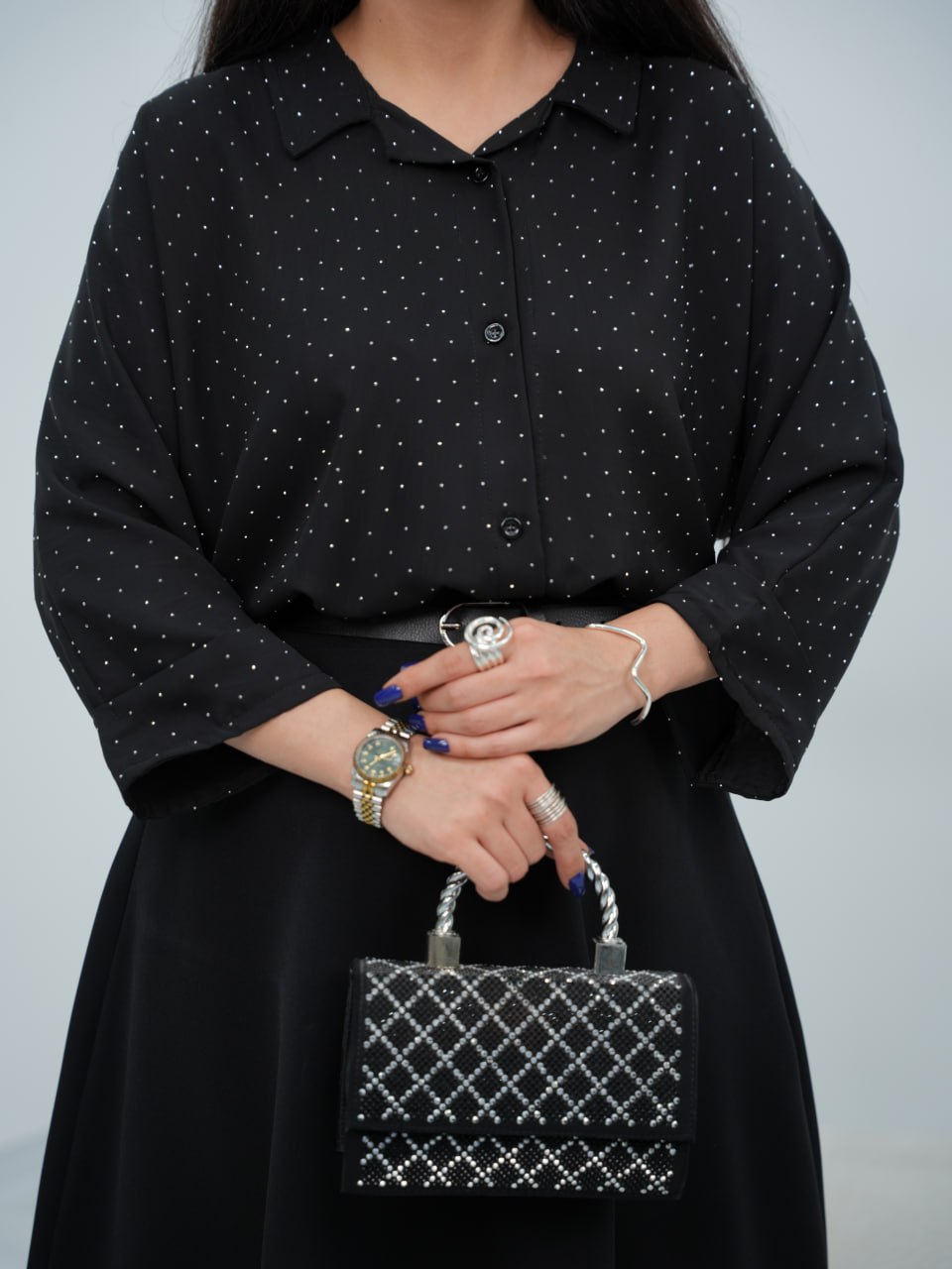 شومیز مادرانه نگین دار عزیز کد6751