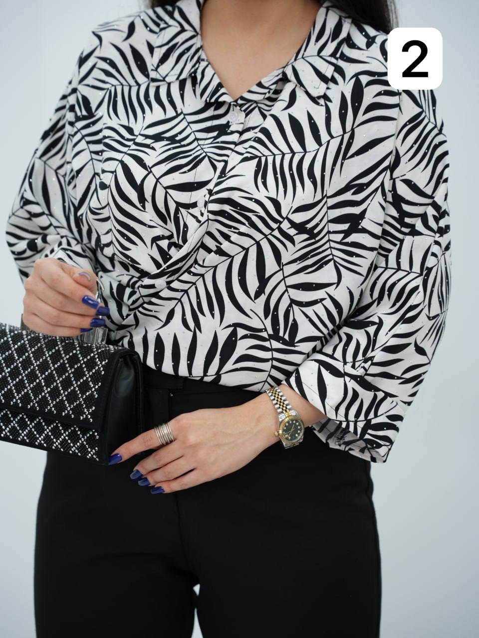 شومیز مادرانه طرحدار نگین دار ملکه کد6752