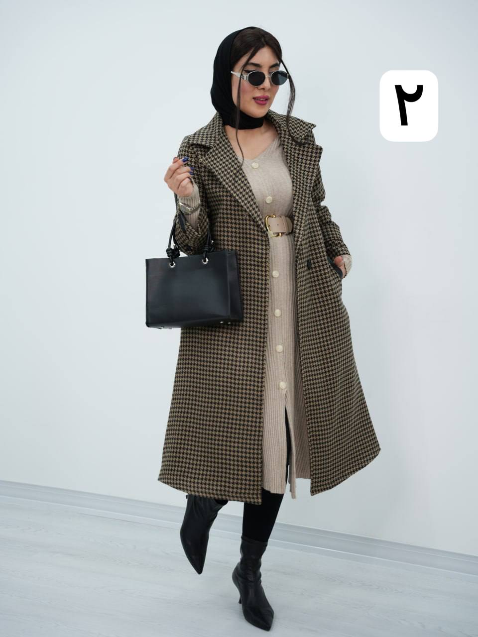 پالتو بلند آستین چرم پیچتزی جیران کد6754