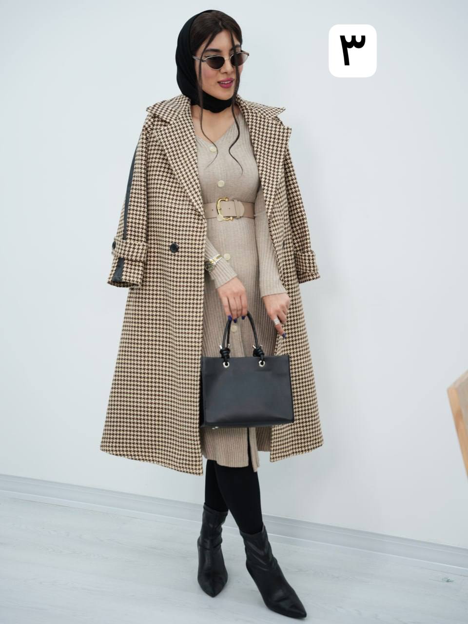 پالتو بلند آستین چرم پیچتزی جیران کد6754