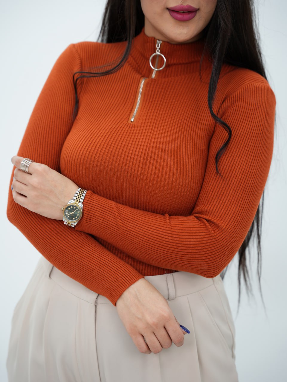 بافت گپ جلو نیم زیپ پانیذ کد6755