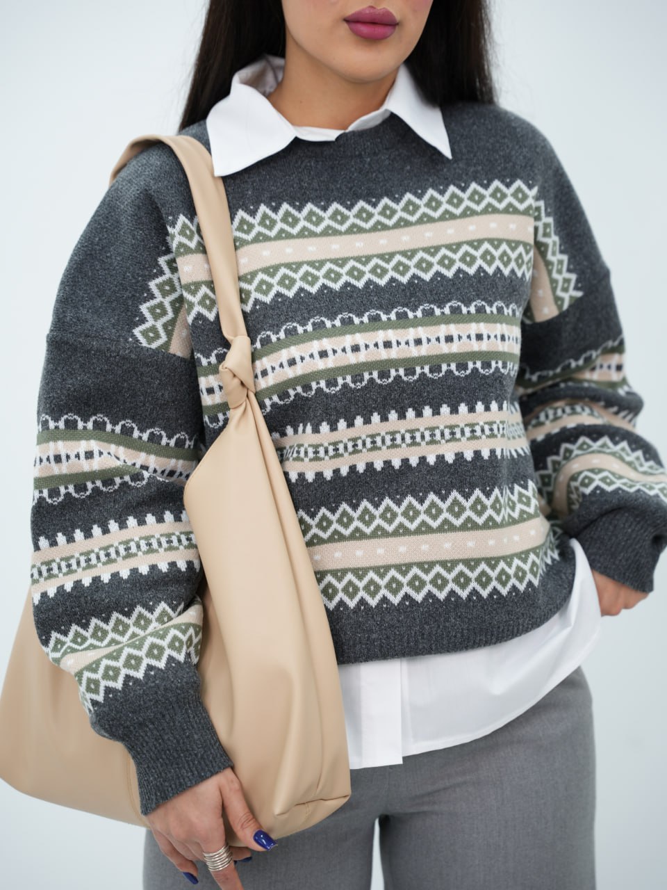 بلوز بافت طرحدار سرخپوست کد 6762