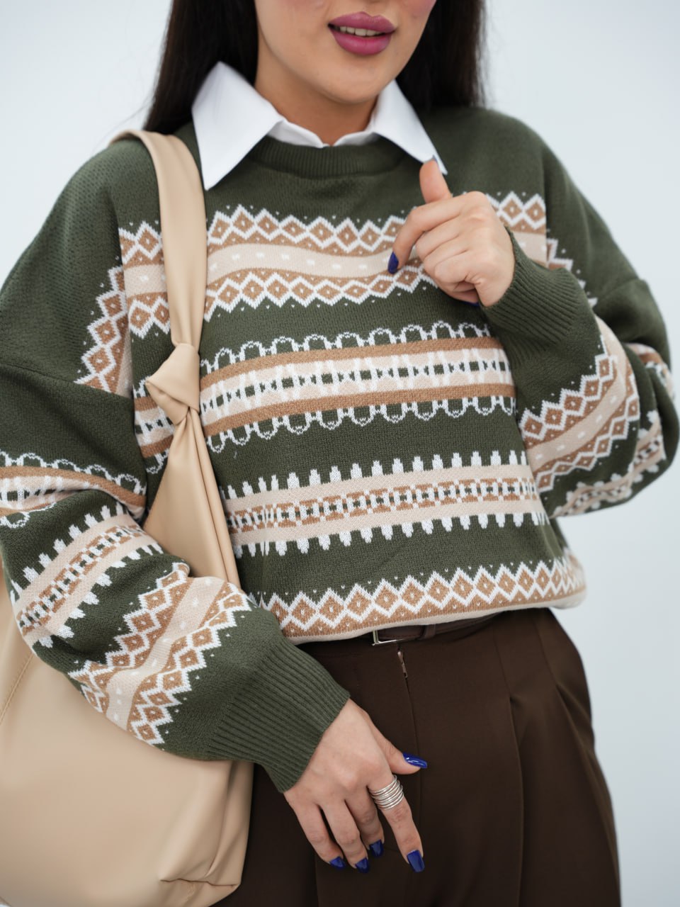 بلوز بافت طرحدار سرخپوست کد 6762