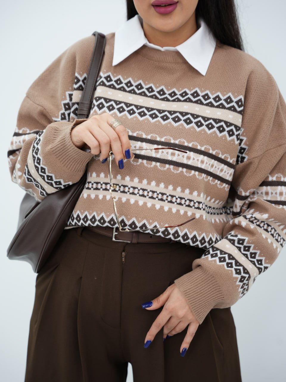 بلوز بافت طرحدار سرخپوست کد 6762