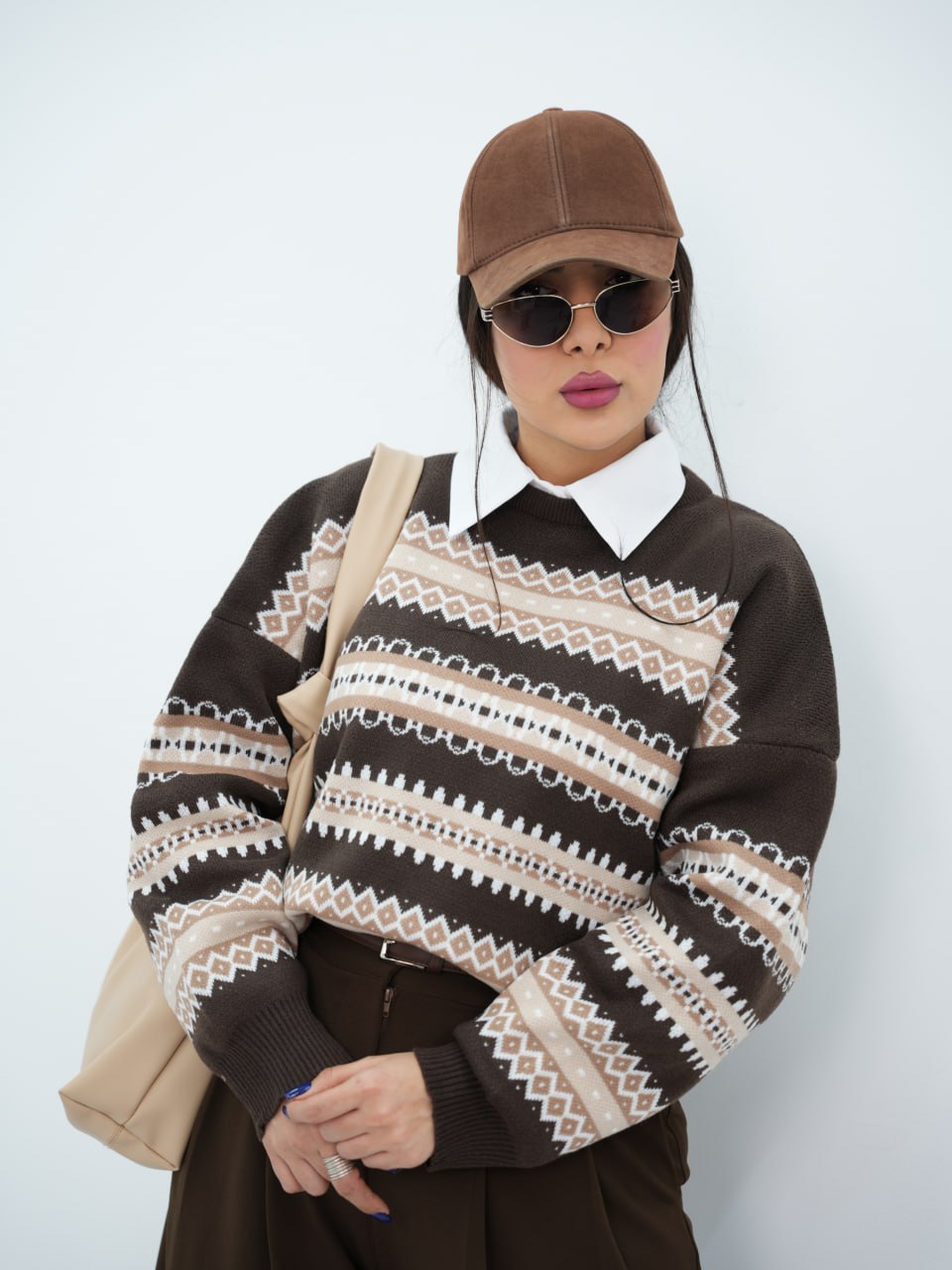 بلوز بافت طرحدار سرخپوست کد 6762