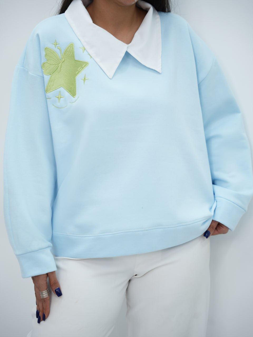 دورس یقه سفید بغل گلدوزی گرینا کد6763