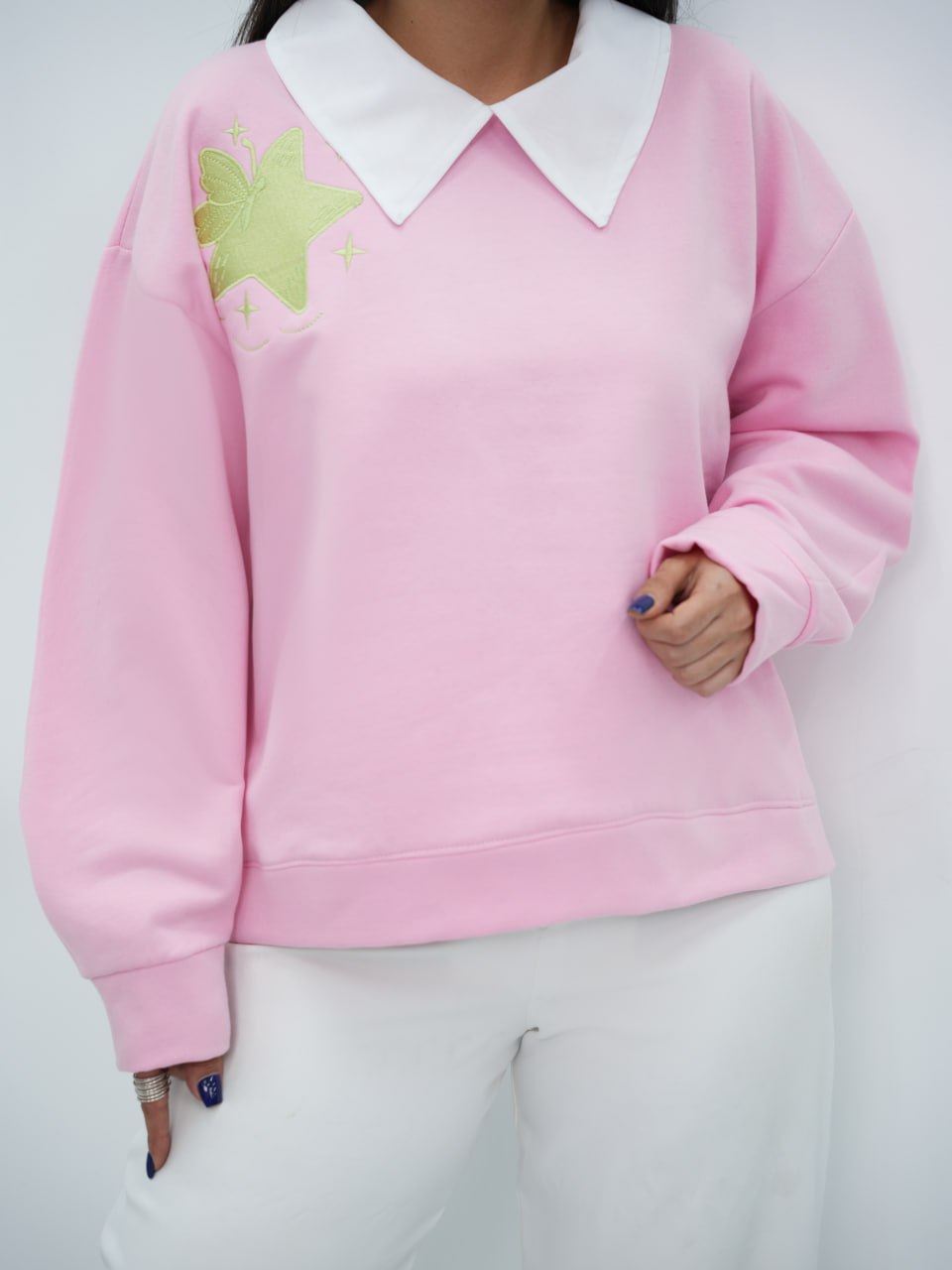 دورس یقه سفید بغل گلدوزی گرینا کد6763