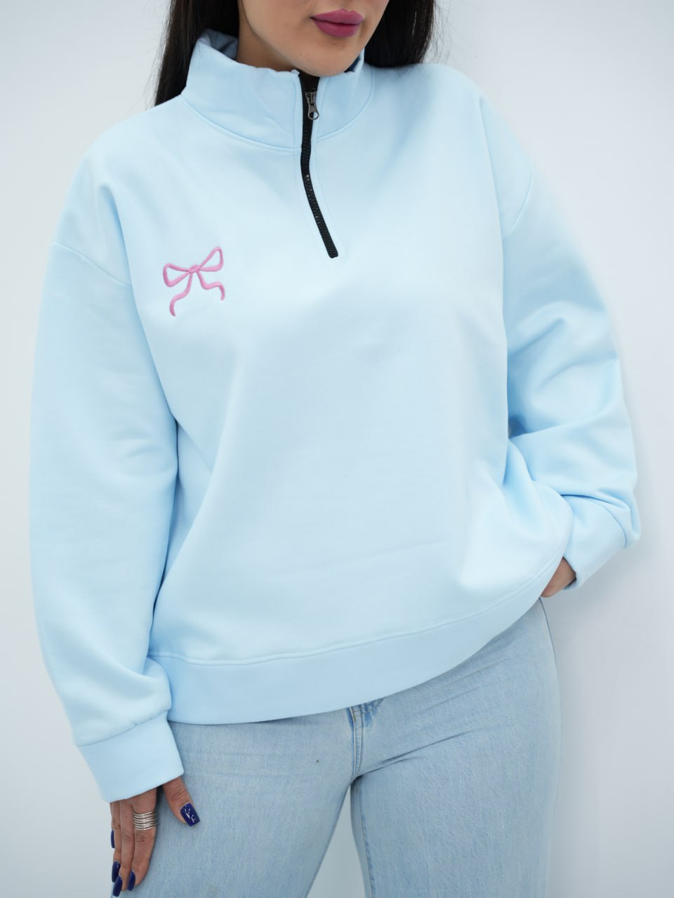 دورس نیم زیپ بغل پاپیون بژین کد6765