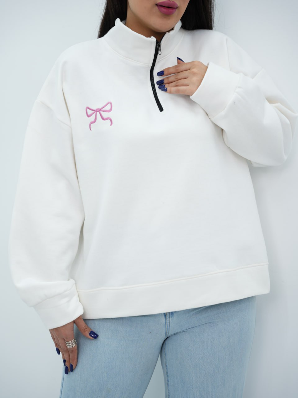 دورس نیم زیپ بغل پاپیون بژین کد6765