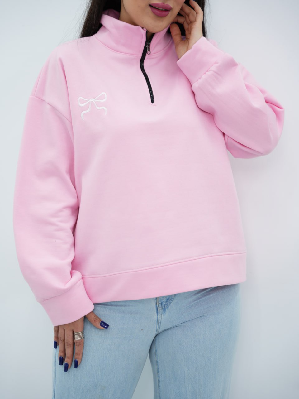 دورس نیم زیپ بغل پاپیون بژین کد6765