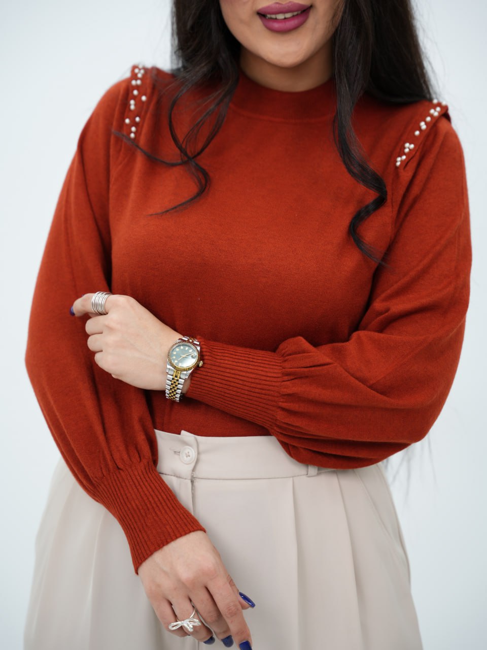 بافت گپ سرشانه مروارید لعیا کد6768