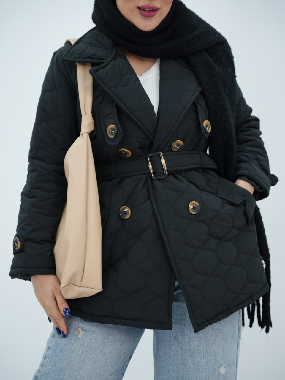 کاپشن شنل فلشی کمردار وریا کد6789