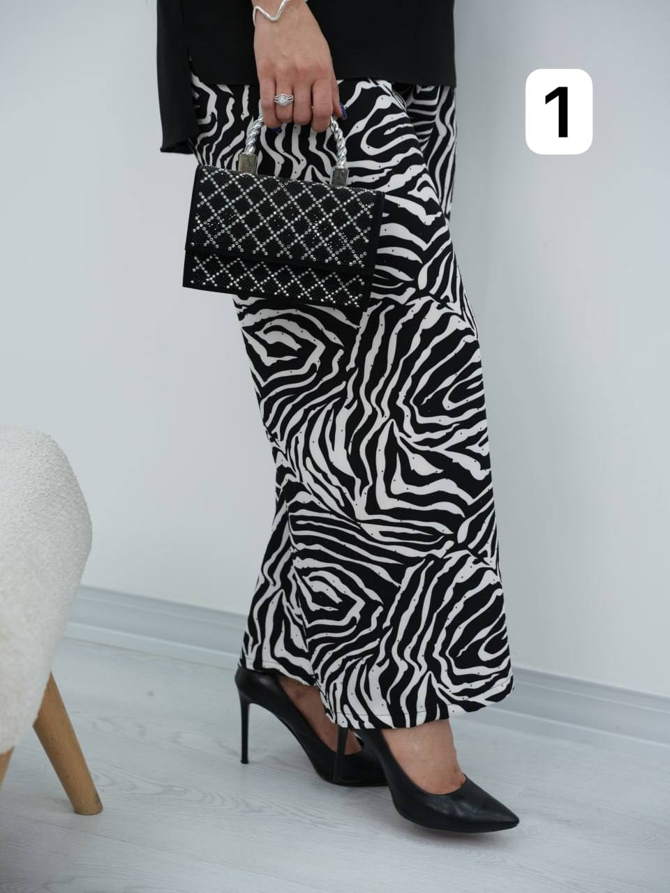 شلوار کمرکش نگین دار مایلا کد6793