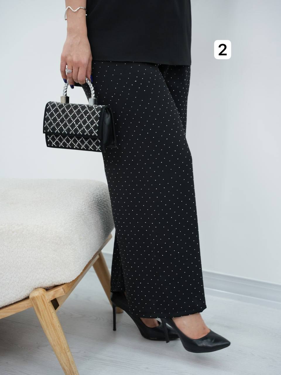 شلوار کمرکش نگین دار مایلا کد6793