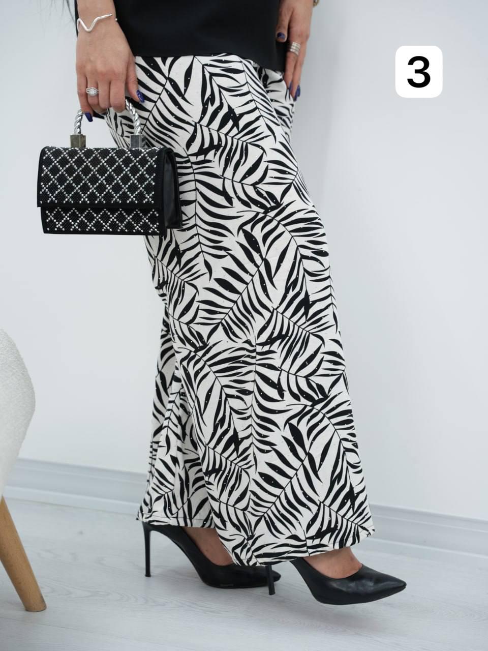 شلوار کمرکش نگین دار مایلا کد6793