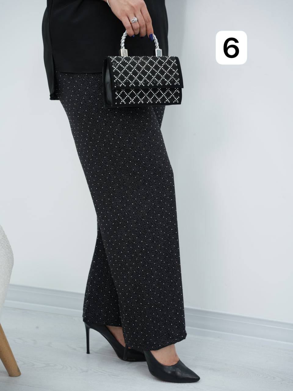 شلوار کمرکش نگین دار مایلا کد6793