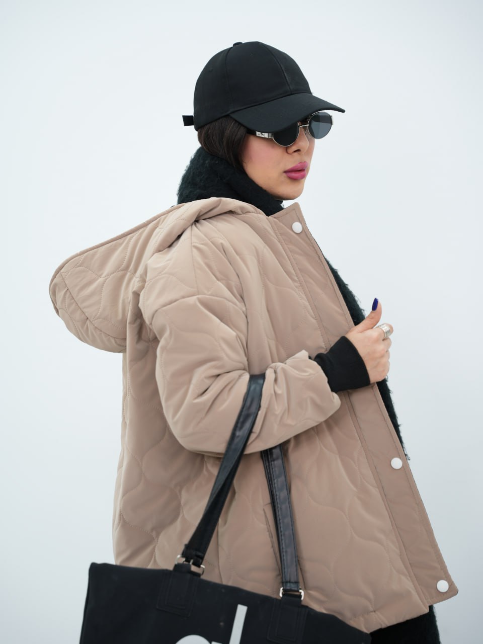 کاپشن زیپ مخفی  کلاهدار یونا کد6795