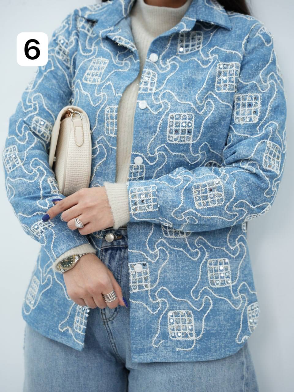 شومیز جین پولکی پولک کد6844