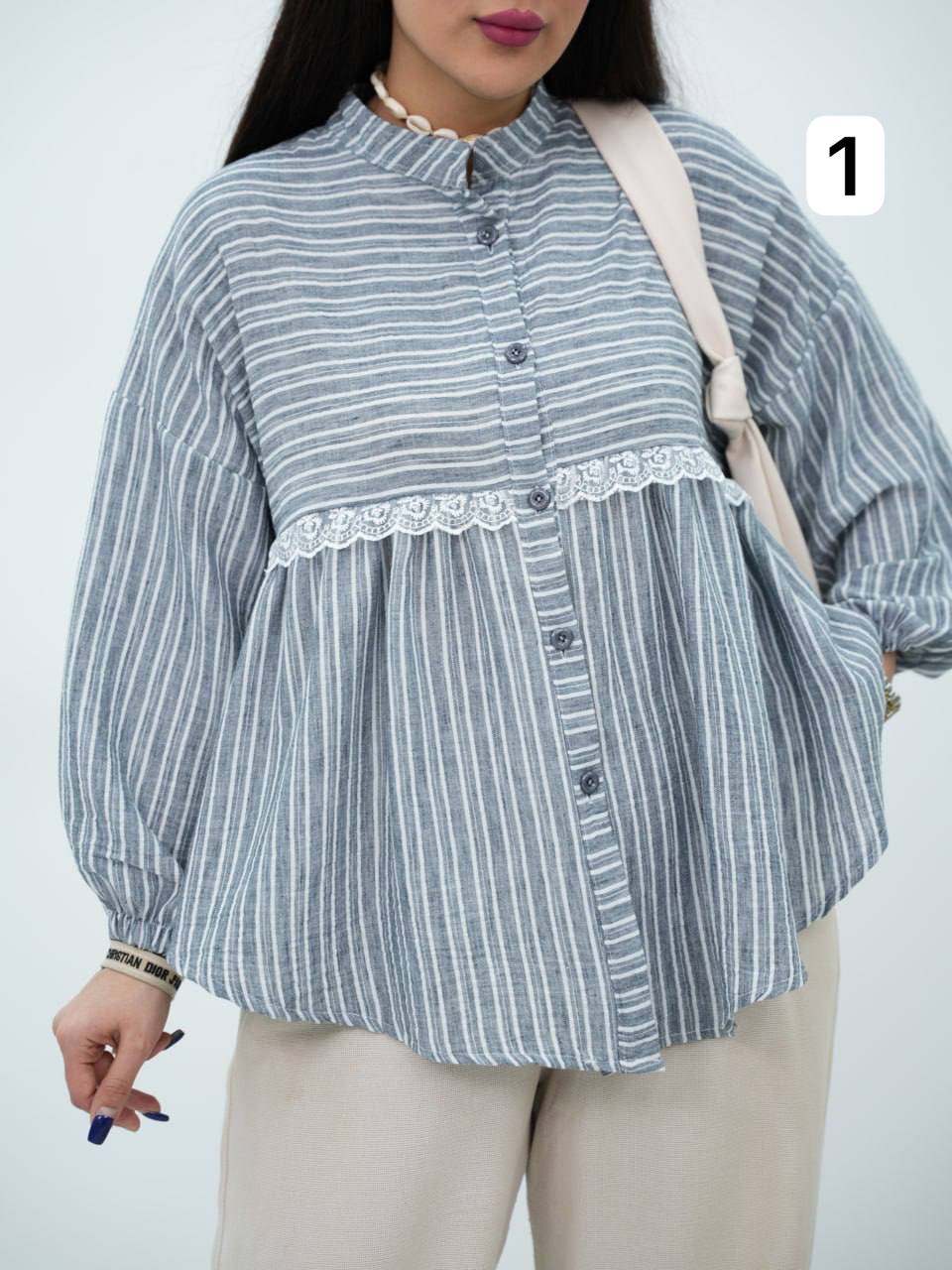 شومیز لنین راه راه عروسکی پارلا کد 6881