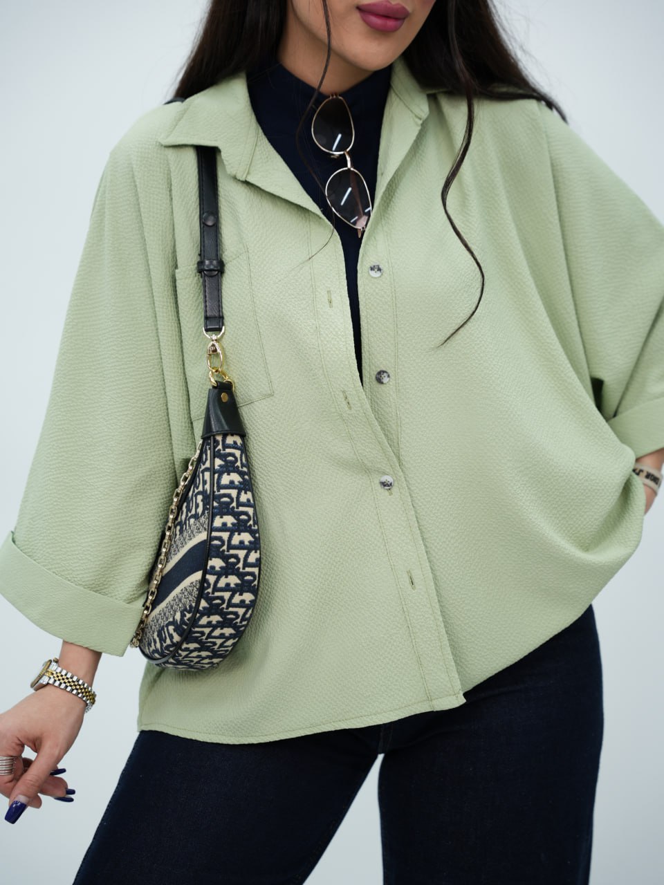 شومیز پاستیلی پانچ تک جیب دلانا کد6882