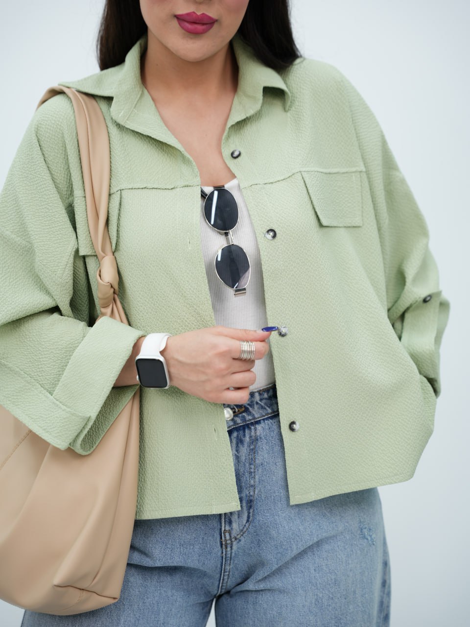 شومیز پاستیلی باکسی آستین پاگون نایریکا کد6883