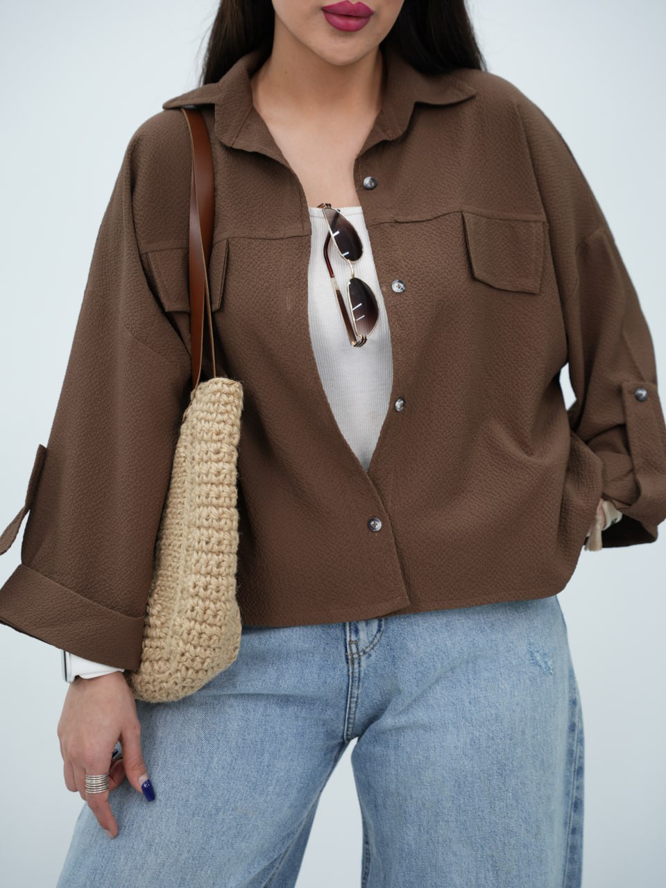 شومیز پاستیلی باکسی آستین پاگون نایریکا کد6883