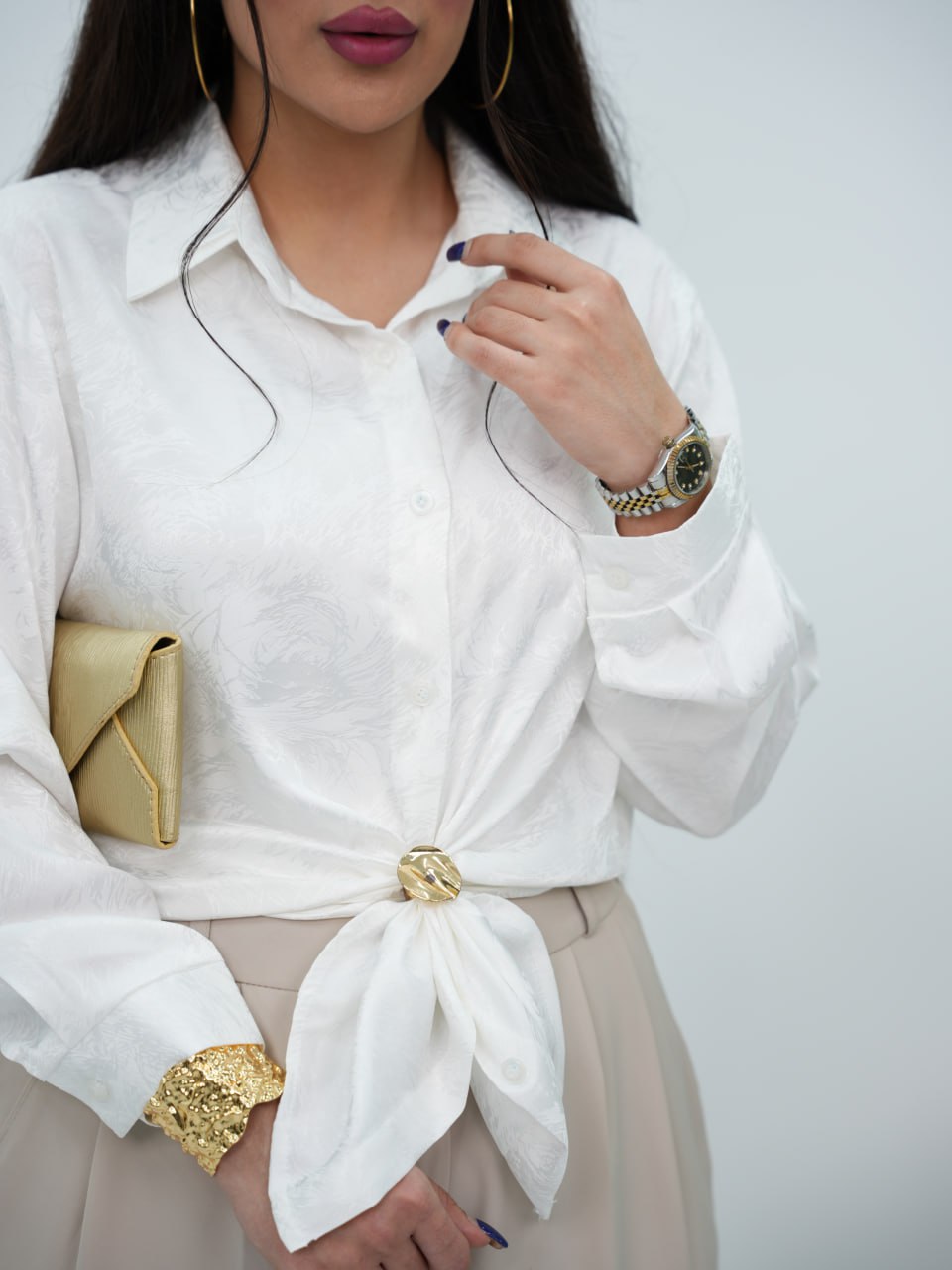 شومیز ساتن طرحدار نواز کد6887