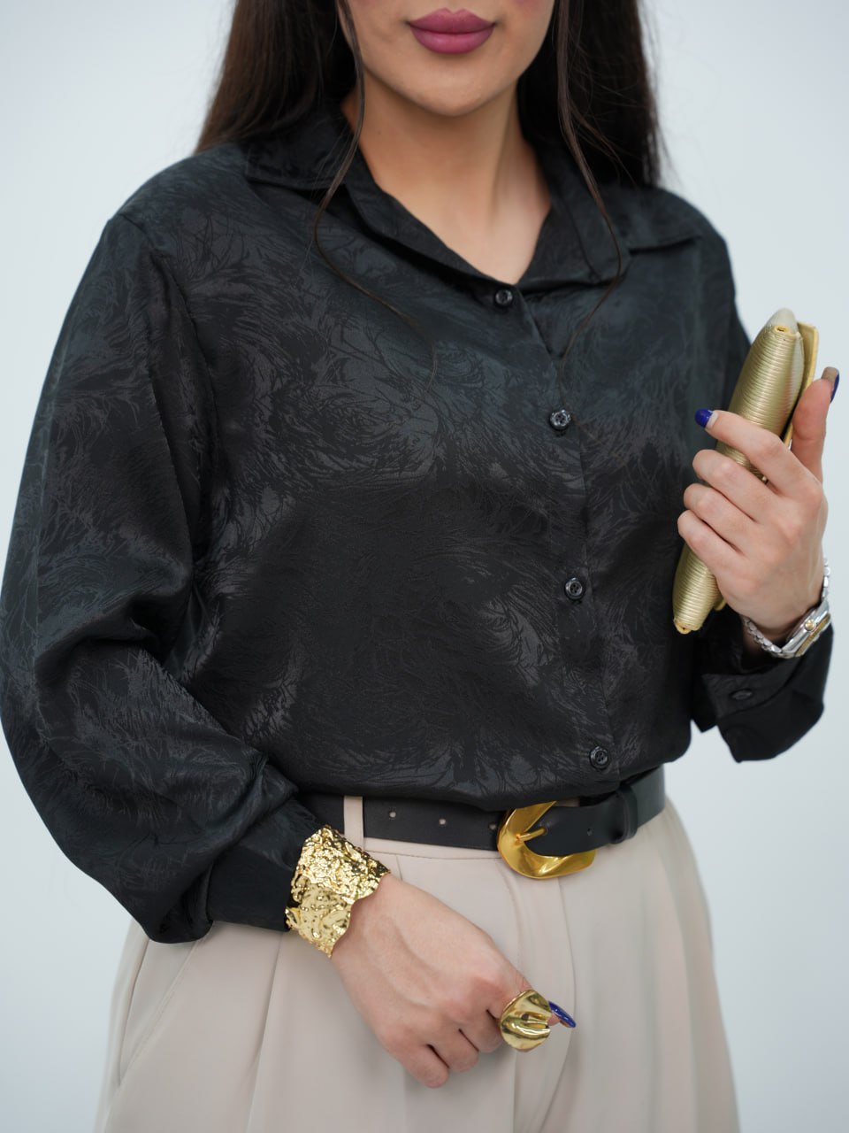 شومیز ساتن طرحدار نواز کد6887