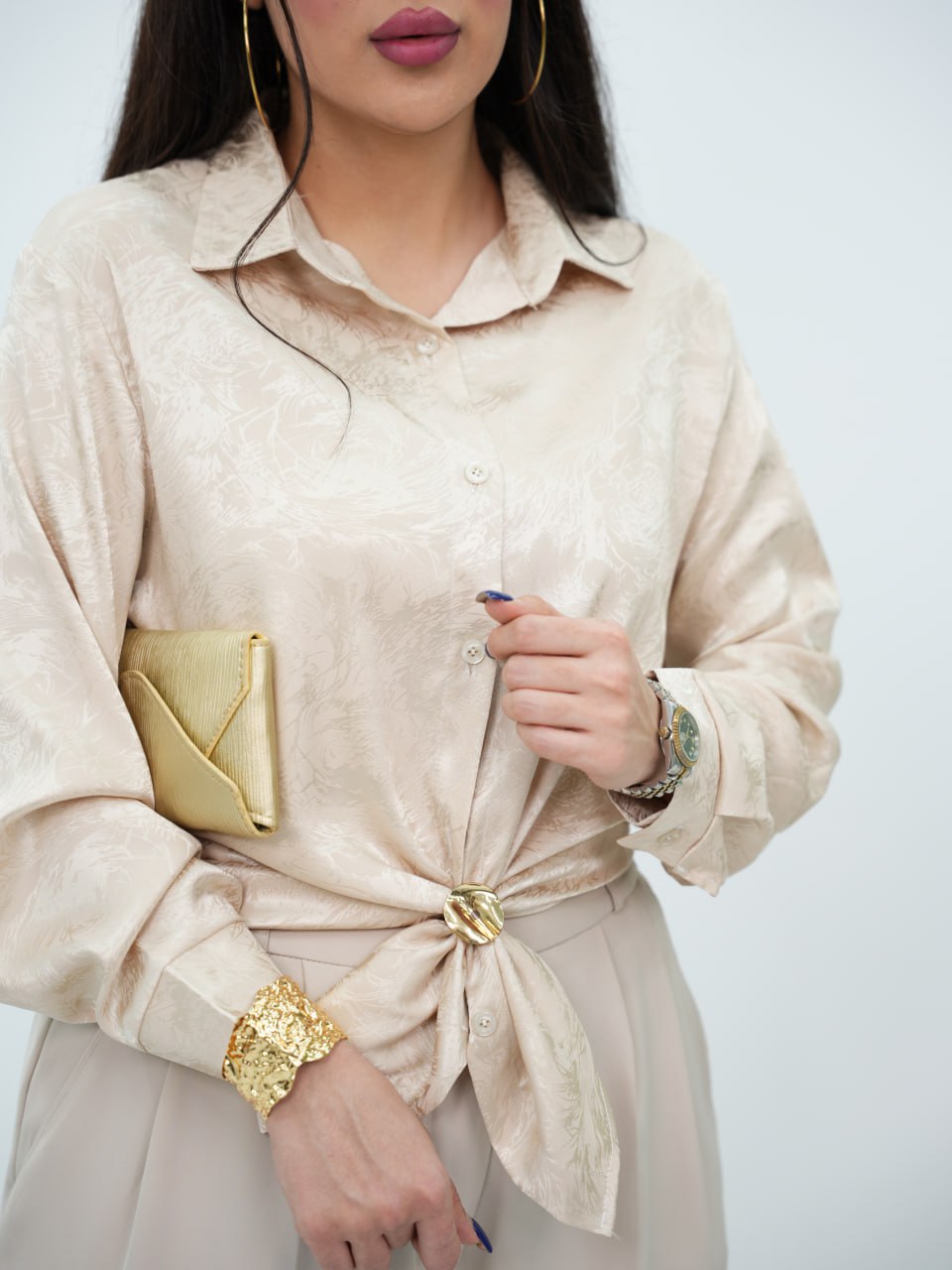 شومیز ساتن طرحدار نواز کد6887