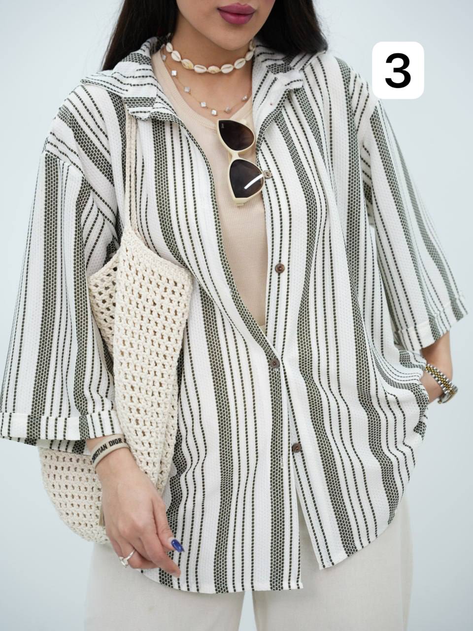 شومیز مراکشی راه راه زری کد6893