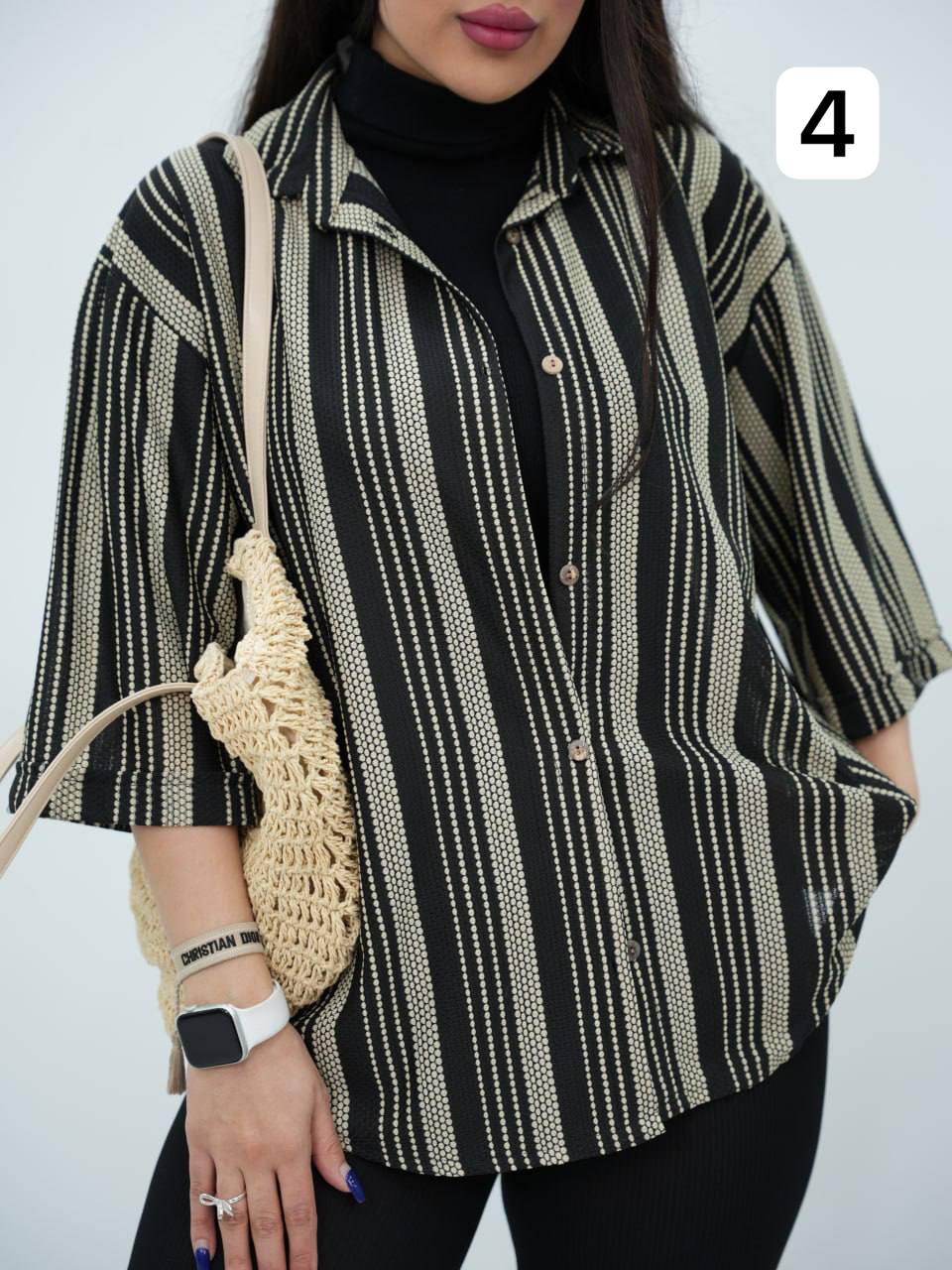 شومیز مراکشی راه راه زری کد6893